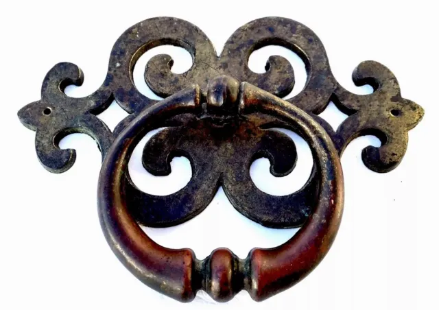 Brass Antique Hardware French Provincial Drop Ring Drawer Pull Cabinet Handle