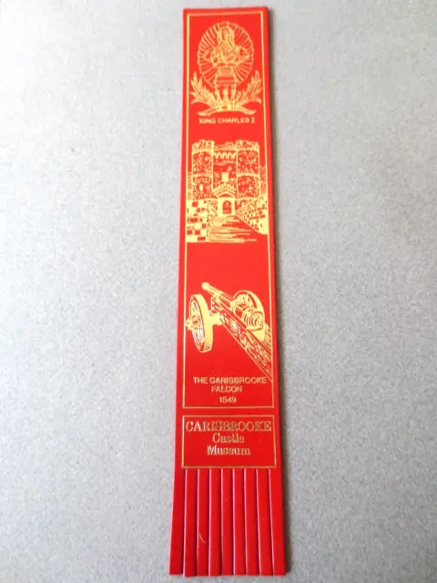 Leather BOOKMARK CARISBROOKE CASTLE Isle of Wight King Charles 1 Falcon RED