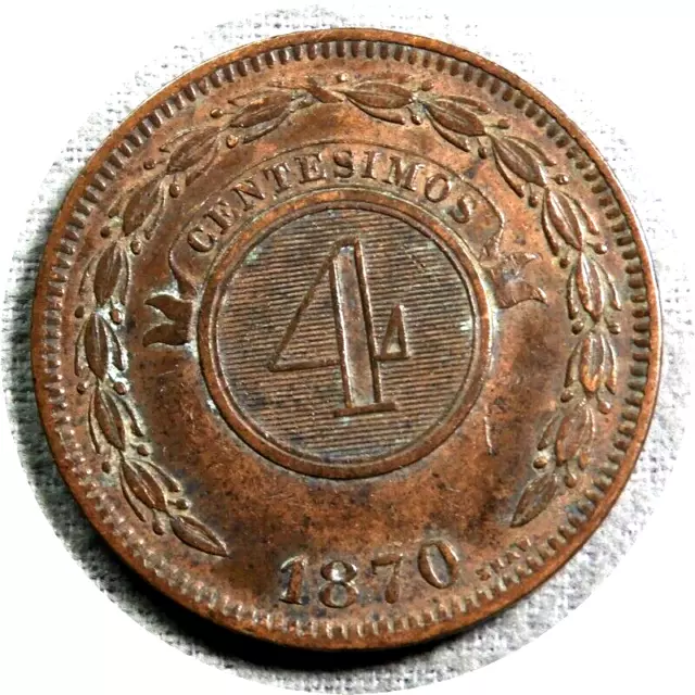 elf Paraguay 4 Centesimos 1870 Heaton Mint  Shaw