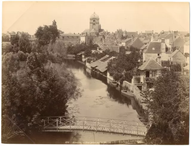 France, Alençon, view taken on the Sarthe vintage albumen print album print