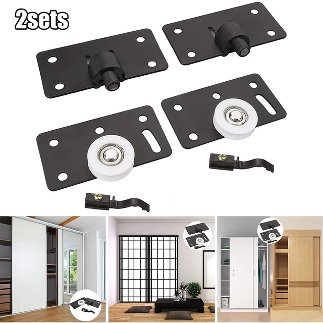 2 Set Rulli Scorrevoli Per Porte Armadio - Puleggia In Nylon, 30mm, Nero - Foto 10