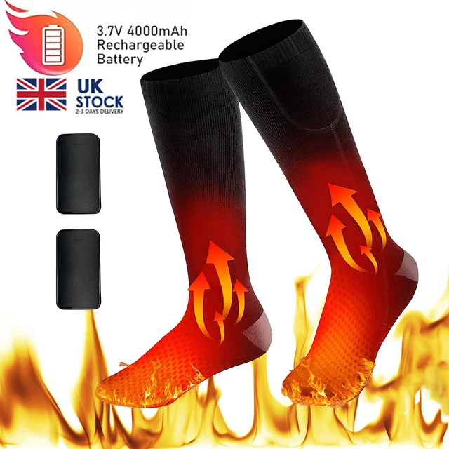 4000mAh Rechargeable Heated Socks for Men Women,Washable Electric Warming Socks
