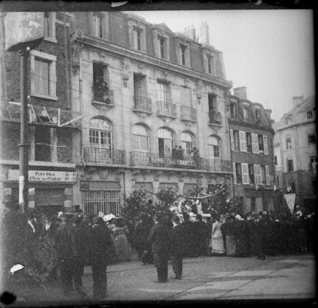 LONGWY 1908 - Négatif Verre - Cavalcade 29 Mars Banque de France - 1219