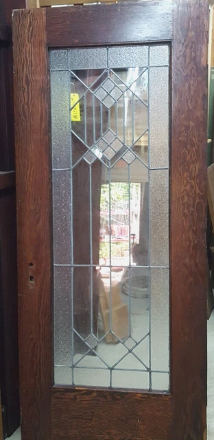 Pine and Leaded Textured Diamond Pattern Full View Glass Interior Door