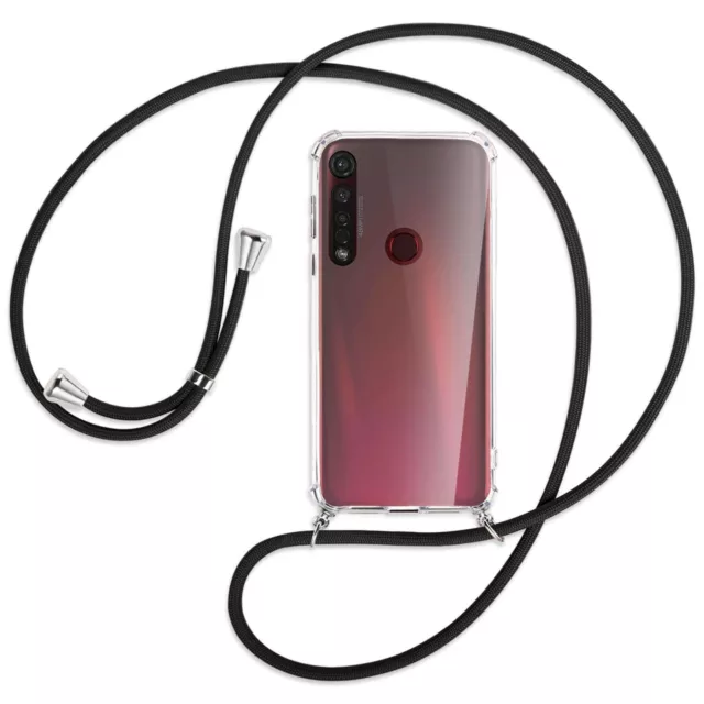 Collier pour Motorola Moto G8 Plus noir (A) Etui Coque de protection avec cordon