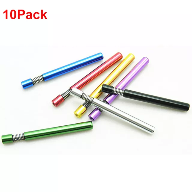 10X Self Cleaning One Hitter Metal Smoking Tobacco Dugout Pipe Spring Herb Pipes