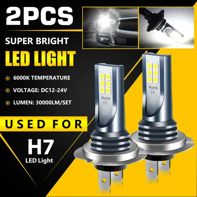 2 x H7 LED Fern-/Abblendlicht Scheinwerfer Birnen Lampen Xenon Halogen Aluminium