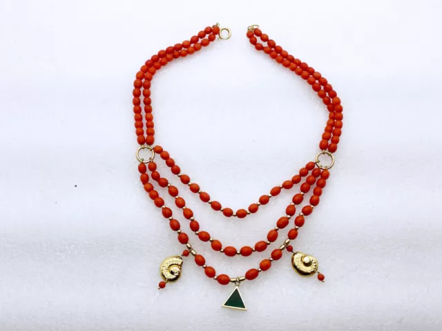 COLLANA di corallo rosso del mediterraneo naturale della Sardegna e oro 18kt 750