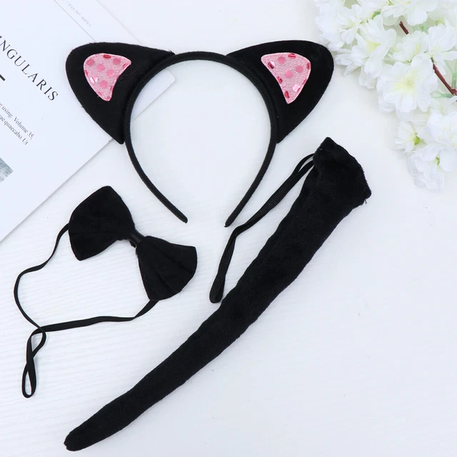3 pz fasce per la fronte nere per donna orecchie e vestiti per gatti piccoli
