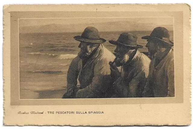 Cartolina Dal Quadro Di ,Ancher Michael - Tre Pescatori Sulla Spiaggia - 1924