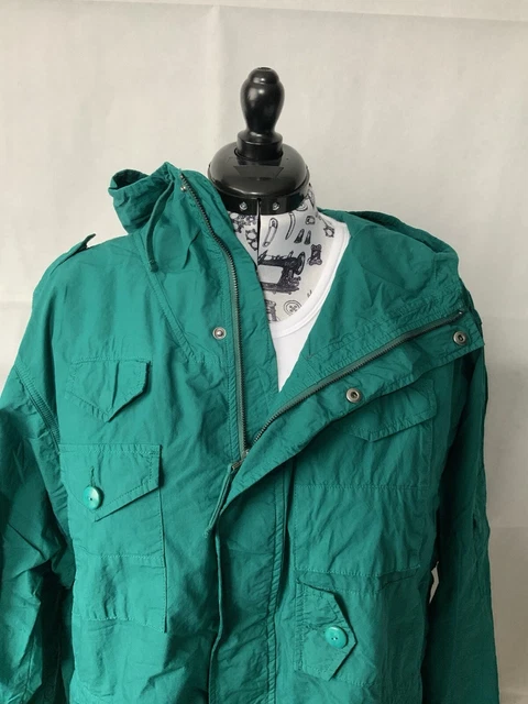 BNWT PRETTY GREEN White Label Dyed M65 Zip Up Hooded Jacket Green  