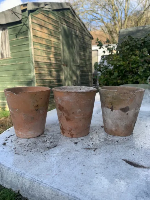 Terracotta Vintage Hand Thrown Plant Pots 4 In #H