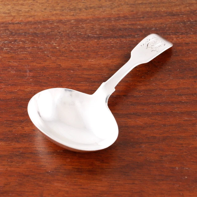 Robert Wallis English Sterling Silver Tea Caddy Spoon Fiddle 1851 Monogram Cp