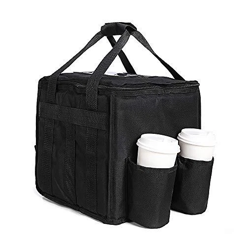 Large Insulated Food Delivery Bag with Cup Holders, Foldable Heavy Duty Food ...