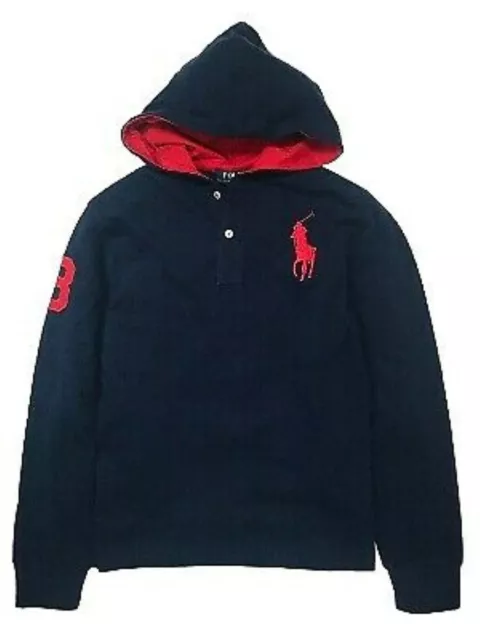 Ralph Lauren Polo Navy Blue Big Pony Hooded Hoodie Hood TShirt Tee Top NEW Age 2