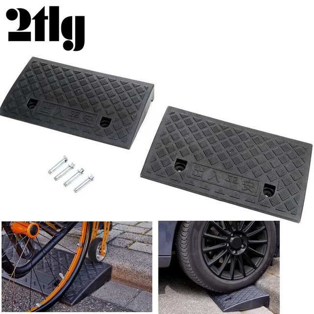 2 Stk Schwellenrampe Rampe Rollstuhl Auffahrrampe Gummirampe Bordsteinrampe