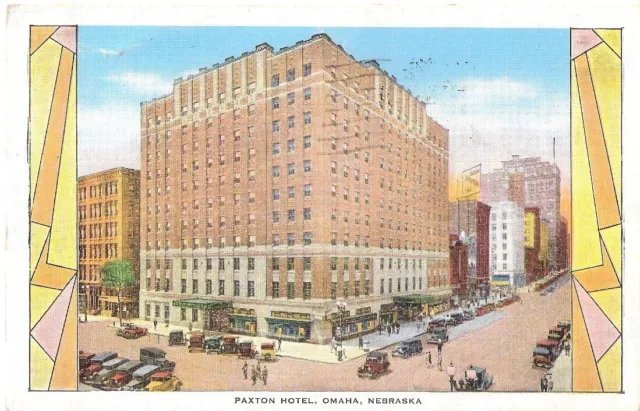 Paxton Hotel Vintage Postcard, Omaha, Nebraska, White Border, 1936 Postmark