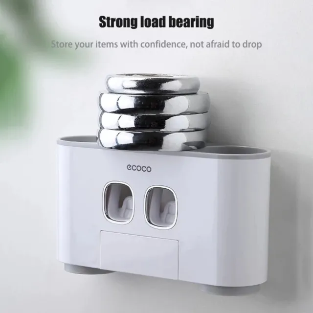 Handfree Toothbrush Holder Automatic Toothpaste Dispenser Set 5 Holder 4 Cup AU 2