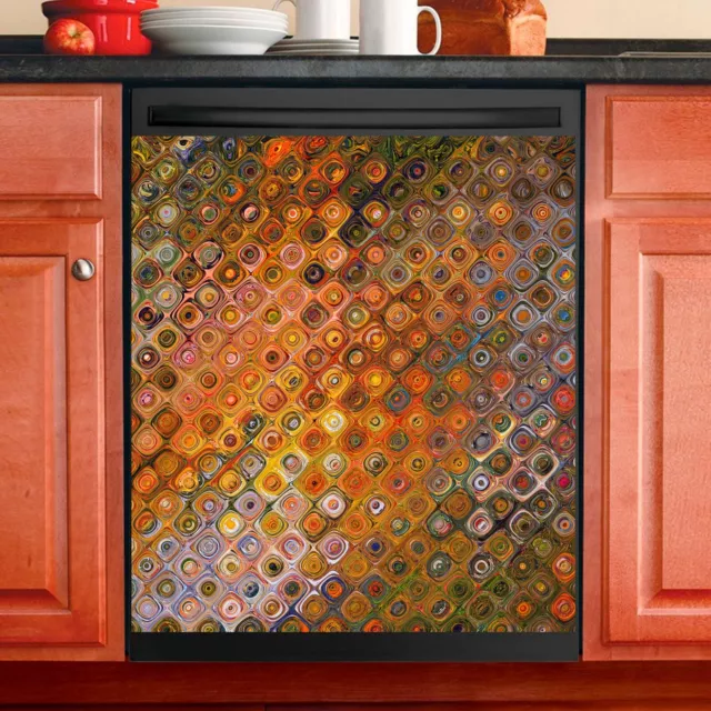 Magnet Dishwasher Cover - Abstract Art Kitchen Decor, Earth Tone Design