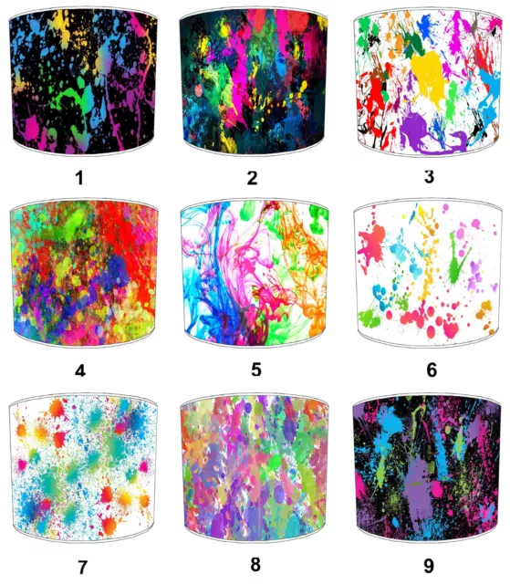 Paint Splatter Splash Lampshades, Ideal To Match Bedding Sets & Cushions.