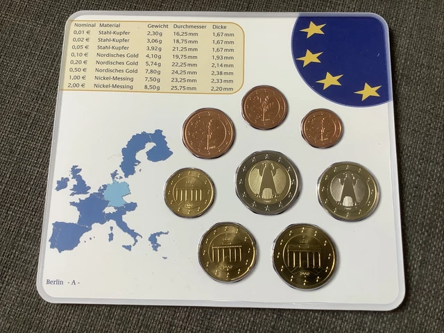 2002 Germany Official 8 coin FDC Euro Munzen Set [1c - €2] Berlin A  Set Pack