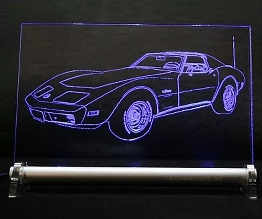 LED-Leuchtschild graviert ist  Chevrolet Corvette c3 1969  AutoGravur