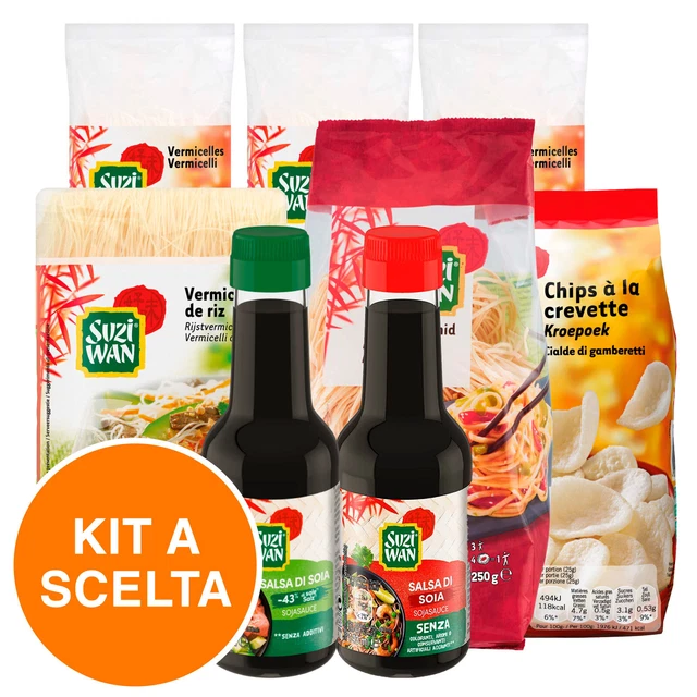 Suzi Wan Vermicelli di Soia di Riso Noodles Salse Cialde Gamberetti Riso Basmati