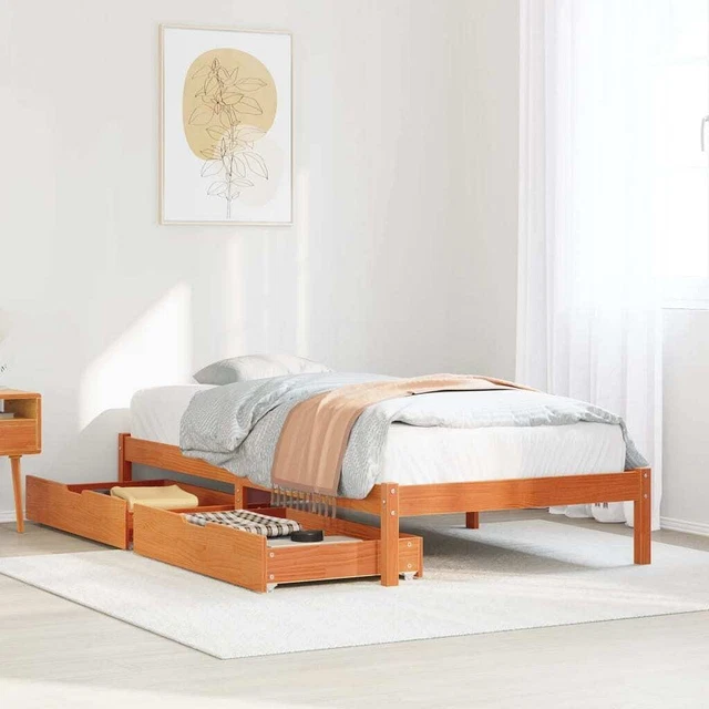 VIDAXL BED FRAME without Mattress Wax Brown 90x200 cm Solid Wood Pine £
