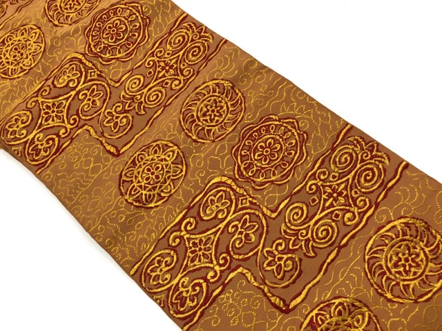 6204586: Japanese Kimono / Vintage Nagoya Obi / Woven Flower & Abstract Patt