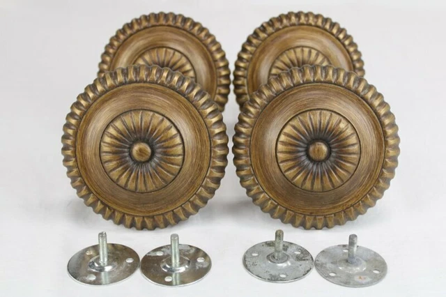 Lot of 4 Large 5" medallion Curtain Drape Tie Backs Antiqued gold or brass tone