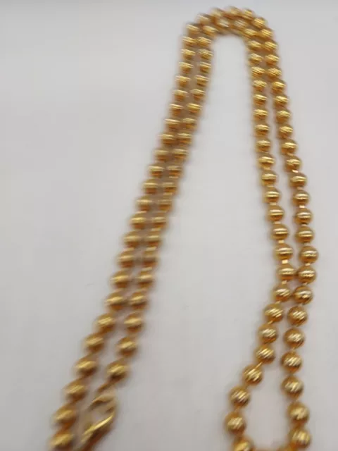 Vintage J.G. Hook Chunky Gold Tone Ball Bead Necklace 30" Long B-41