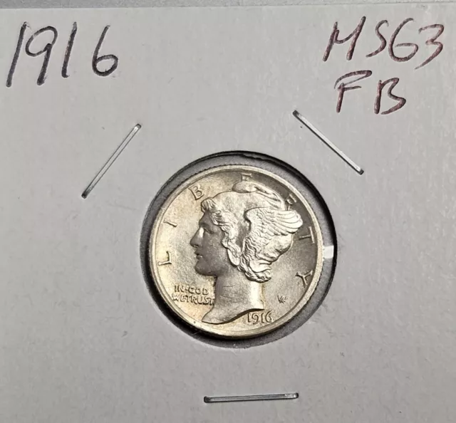 1916 Mercury Dime  **CH BU  FB** ORIGINAL!! 3