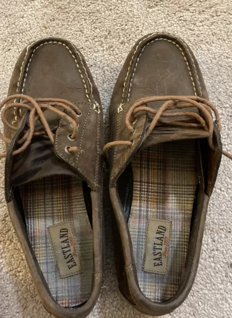 EASTLAND 8.5 W Women's Falmouth Brown Leather Camp Mocs Boat Shoes $25. ...