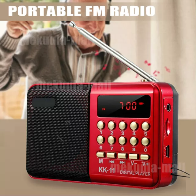 Tragbarer FM Radio Lautsprecher Akku Mini Box Musikbox MP3 Player USB SD Aux