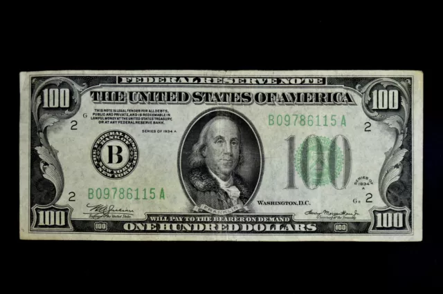 1934-A $100 Federal Reserve Note ✪ Vf Very Fine ✪ B New York Ny 115 ◢Trusted◣