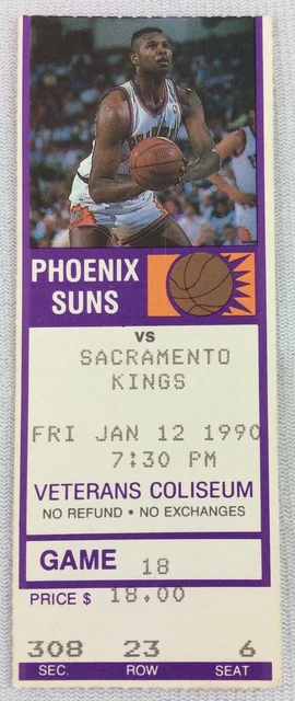 NBA 1990 01/12 Sacramento Kings at Phoenix Suns Basketball Ticket Stub