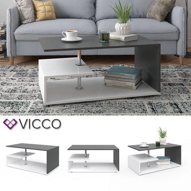 Table De Bar Vicco Anthracite – Étagère Et Compartiments, 117x57x106 Cm