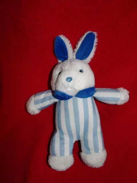 Doudou Peluche Lapin Rayé Blanc Bleu DODOT (pampers) 20/25 cm