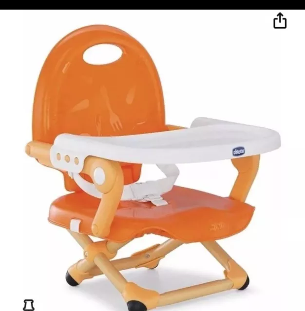 Chicco Pocket Snack Booster Seat Travel High Chair Seat Tray Orange