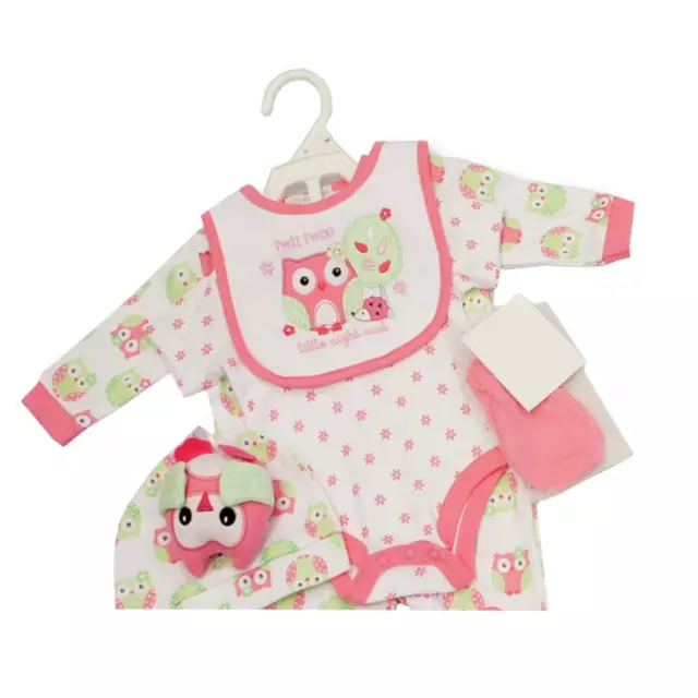 Baby Girls Clothing Layette Gift Set PINK OWL - Was £16.99 Now £12.99 - NB to 6M 2