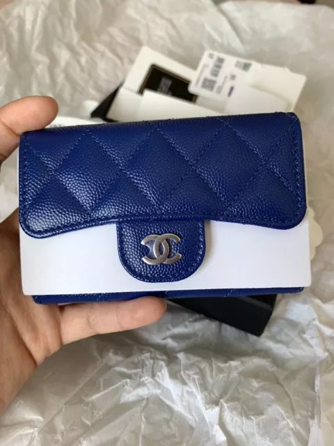 CHANEL FLAP CARD Holder Caviar Blue From 21K £715.65 - PicClick UK