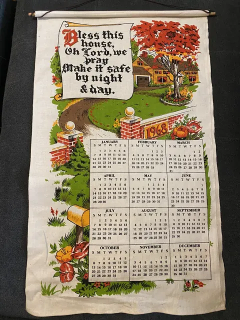 Vintage Hanging Calendar from 1968