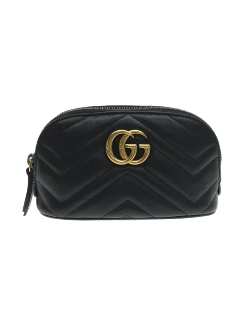 GUCCI GG Marmont Cosmetic case Quilting Made in Italy Black 625544 #GC018