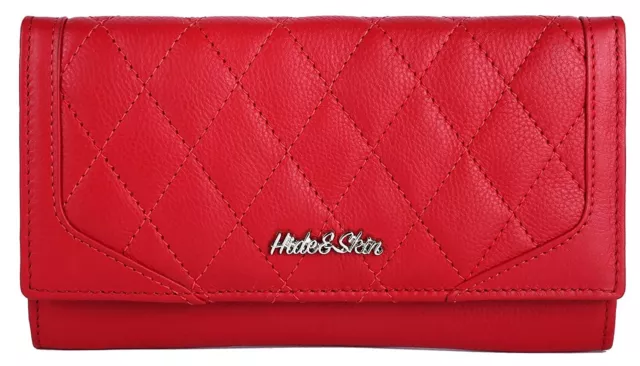 Nuevo Premium HIDE & SKIN Top Grano Cartera de Piel para Mujer - Valentín Rojo