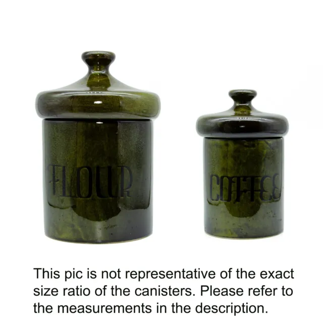 Vtg Mid Century Ceramic Canister Set w/ Lids Green Holiday Designs Mushroom Lids