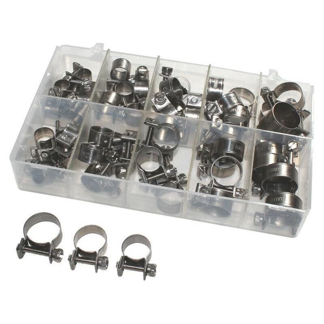 Automotive Mini Hose Clamps Boxed Carbon Steel Gasoline Pipe Clamp Nut Bolt