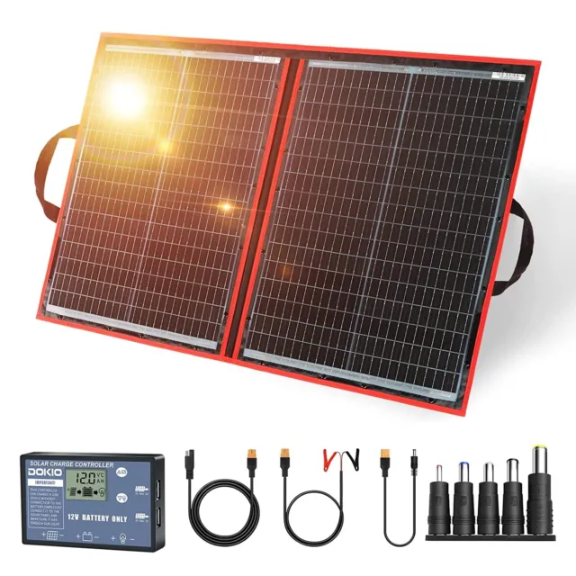 Dokio 100w faltbar Solarpanel für Powerstation/Autobatterie/Wohnmobil/Camping