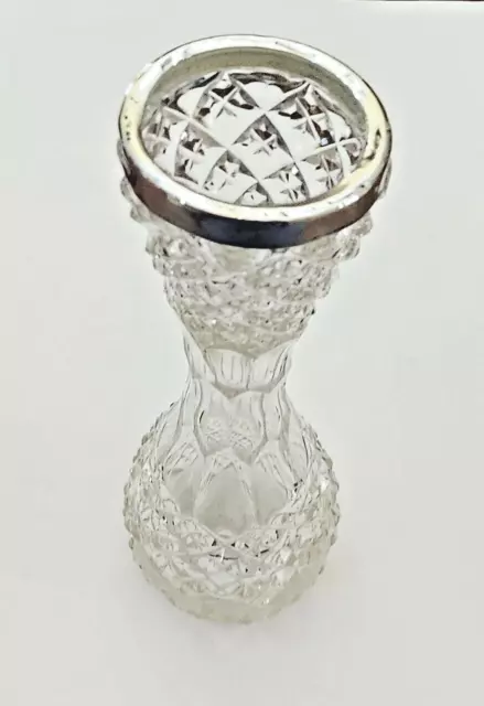 Victorian Cut Glass Vase with Silver Rim, GRW Birmingham 1900 hallmark.