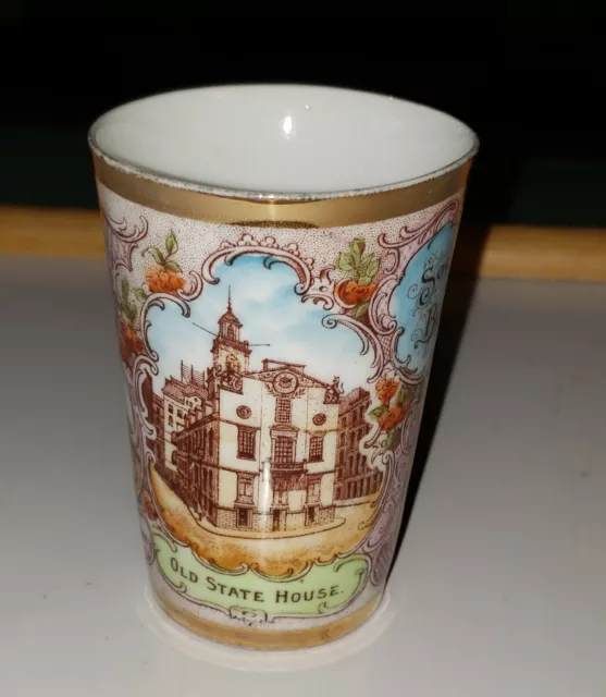 Antique 1908 "Souvenir Of Boston" Victoria Austria Porcelain Tumbler! 3