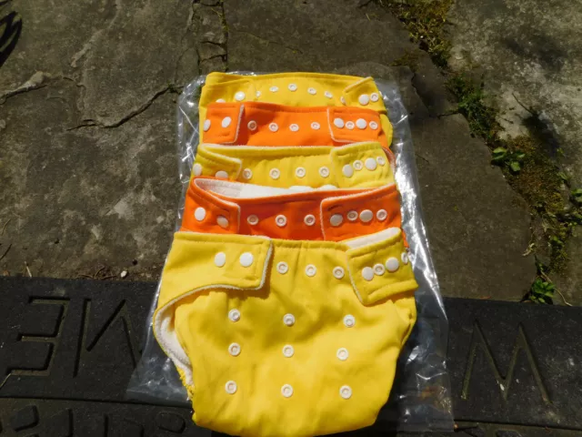 Lot 5 Adjustable fitted cloth diaper baby land City yellow orange pocket diapers